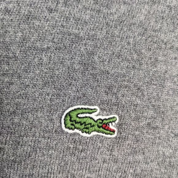 Vintage LACOSTE cotton cashmere v neck knit sweater grey size 4 small @i1 - Picture 7 of 10